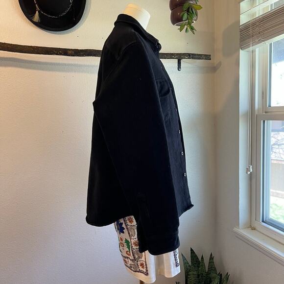 J.Crew Black Heavyweight Cotton Slim Button Front Shacket Shirt Size Large - Picture 3 of 10